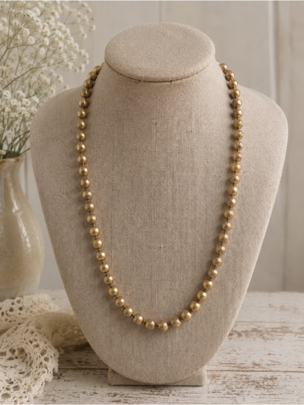 Monet Vintage Gold Ball Necklace Signed